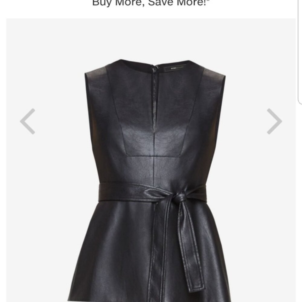 BCBG Black Faux Leather Josslyn top EUC
